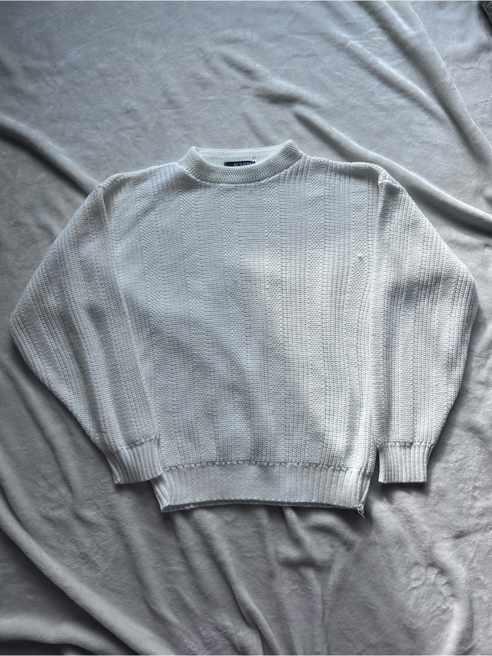 Vintage Scandia White Textured Knit Sweater